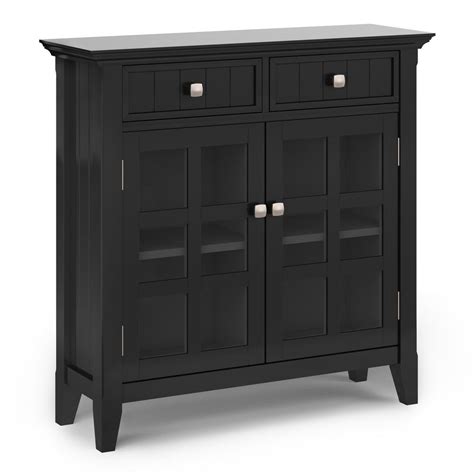 black entryway cabinet with doors